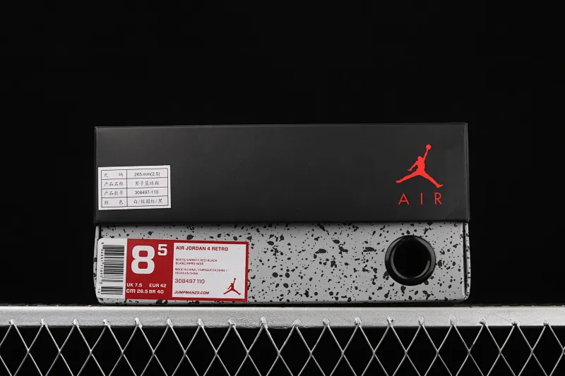 All categories Air Jordan Jordan series basketball shoes Air Jordan 4 new version Air Jordan 4 "Varsity Red" AJ4 Jordan 4 re-engraved first year white black red basketball shoes 308497-110
